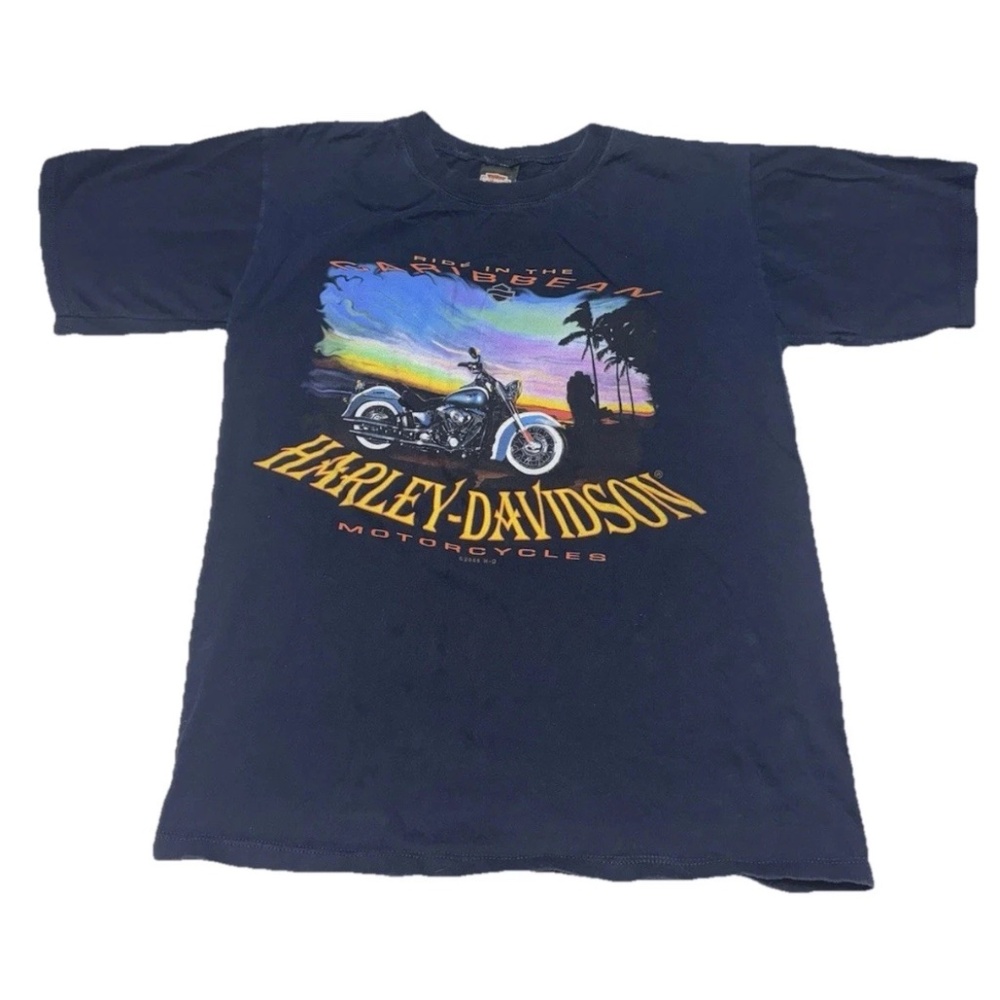 VTG Harley Davidson T Shirt Blue St John Virgin Islands Short Sleeve Mens Medium